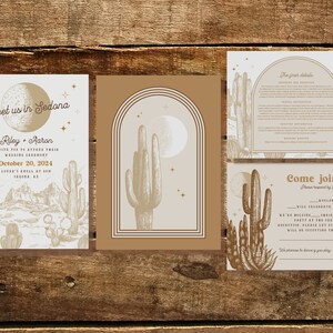 THE RILEY SUITE | Western Celestial Wedding Invitation | 3 Template Set | Mobile Friendly Edit