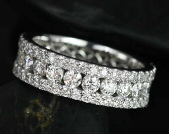 Round Cut VVS1 Mossante Men's Band Rng, Mossante Band, Full Eternty Annversary Band Rng