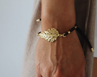 Fern Leaf with Vegetable Suede Bracelet