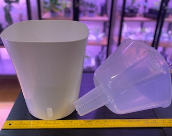 9 inch, Self Watering Planter, WHITE with Clear - Transparent Inner Pot