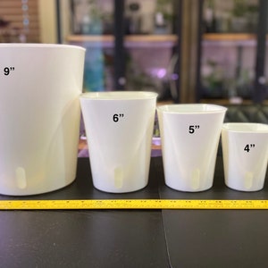 3, 4, 5, 6 Inch Self Watering Planter, WHITE with Clear - Transparent Inner Pot, Wick Included