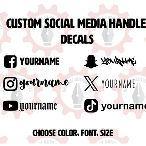 Custom Personalized Social Media Handle Username Vinyl Decal Sticker - Social Media Car Window