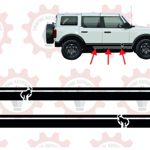 2021-2025 Ford Bronco or Bronco Sport 4 Door Stripe Rocker Panel Lower Doors Vinyl Decal Graphic - Set of 2