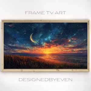 Night Sky Frame TV Art | Samsung Frame TV Art | Crescent Moon Frame tv Art | Sunset Frame TV Art