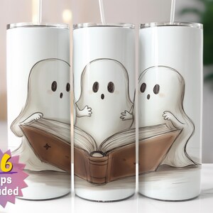 Emballage pour verres fantômes de l'heure du conte | Sublimation d'Halloween PNG | Options de bords droits et coniques | 16 emballages en prime inclus