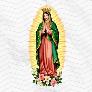 Vierge de Guadalupe PNG | Téléchargement numérique de Notre-Dame de Guadalupe | Clipart de fond transparent pour sublimation et travaux manuels religieux