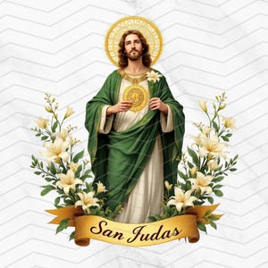 San Judas Tadeo con Lirios PNG