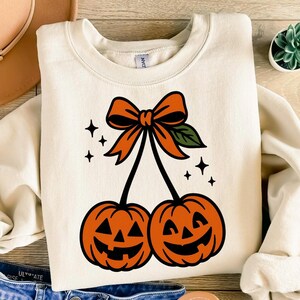 Paire de citrouilles d'Halloween PNG | Joli duo de citrouilles d'Halloween avec sublimation de noeud | Graphique simple d'Halloween avec un arrière-plan transparent