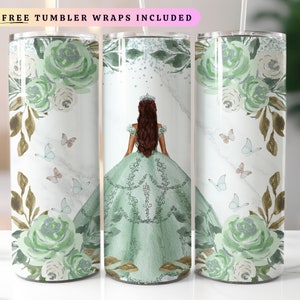 Emballage de verre vert menthe Mis Coing Anos 20 oz, Quinceanera Skinny Tumbler PNG, Mis Coing Anos Png, Latina Cumpleanos, Emballage de verre vert PNG