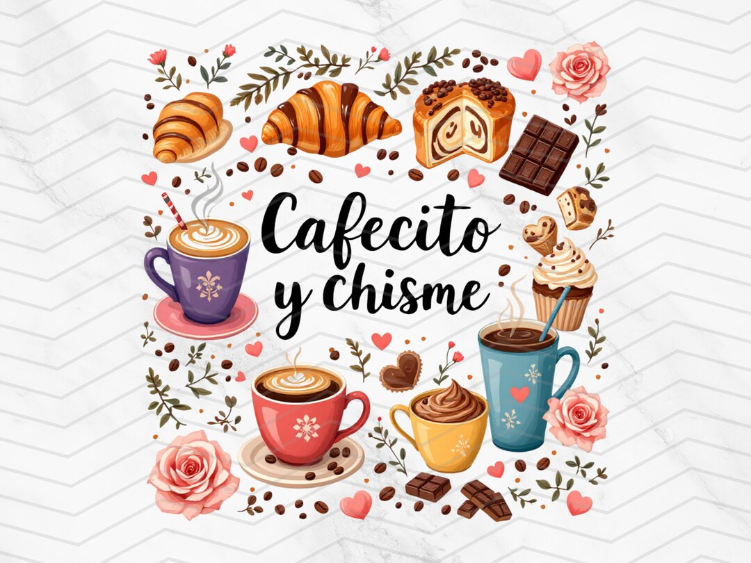 Cafecito Y Chisme PNG | Coffee and Pastries Digital Clipart ...