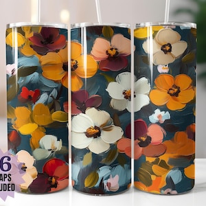 Papier d'emballage floral pour verres audacieux - Sublimation de fleurs effet peint à la main PNG | 16 designs d'emballage en prime gratuits | Téléchargement numérique