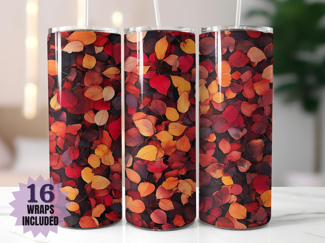 Autumn Leaves Tumbler Wrap - Fall Foliage Sublimation PNG | Free 16 ...