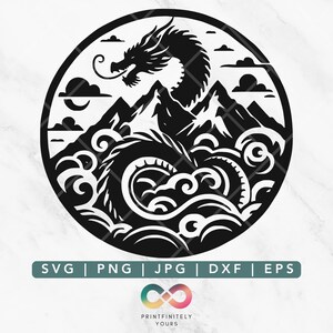 Majestic Dragon Silhouette Cut Files – Versatile Formats including PNG, SVG, Jpg, Eps, Dxf – Perfect for Crafting and Design, Dragon Tshirt