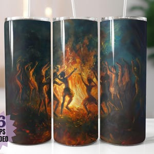 Emballage de verre de danse du feu - Art tribal bohème PNG pour sublimation | 16 designs d'emballage en prime gratuits | Téléchargement numérique