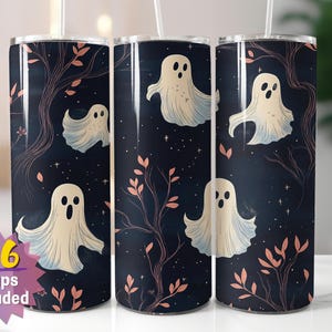 Papier pour verres fantômes flottants | Sublimation PNG | Conception de nuit effrayante | Droit et conique | Comprend 16 emballages gratuits en prime