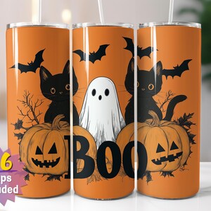 Gobelet d'Halloween huppés et fantômes | Sublimation PNG | Options de bords droits et coniques | 16 emballages en prime inclus