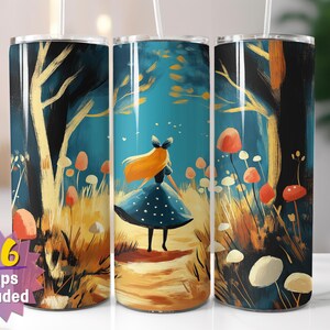 Emballage pour verres Alice au pays des merveilles | Sublimation fantastique PNG | Options de bords droits et coniques | 16 emballages en prime inclus