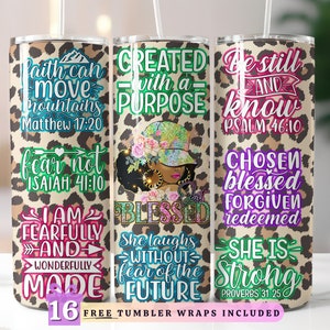 Blessed Black Woman 20oz Tumbler Wrap - Bible Verse Tumbler PNG - Tumbler Bestseller - Afro Girl Tumbler - Afro American Women Gift