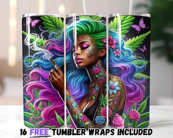 Bold Cannabis Diva Tumbler Wrap | Sublimation PNG Design | 20oz Straight & Tapered | Instant Download