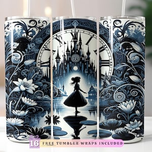 Emballage de gobelet Alice au pays des merveilles, design de gobelet à sublimation mince 20 oz, Alice au pays des merveilles png, gobelet fantaisiste png téléchargement