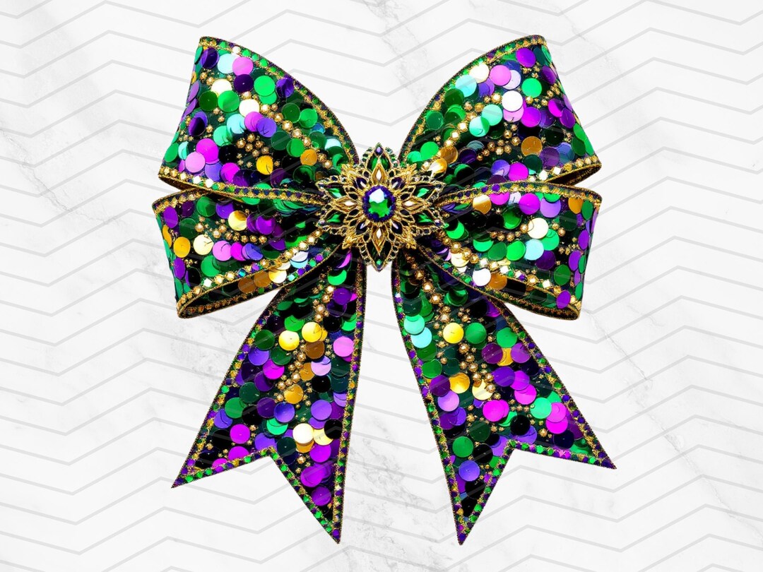 Mardi Gras Sequin Bow Patch Sweatshirt - Lavender