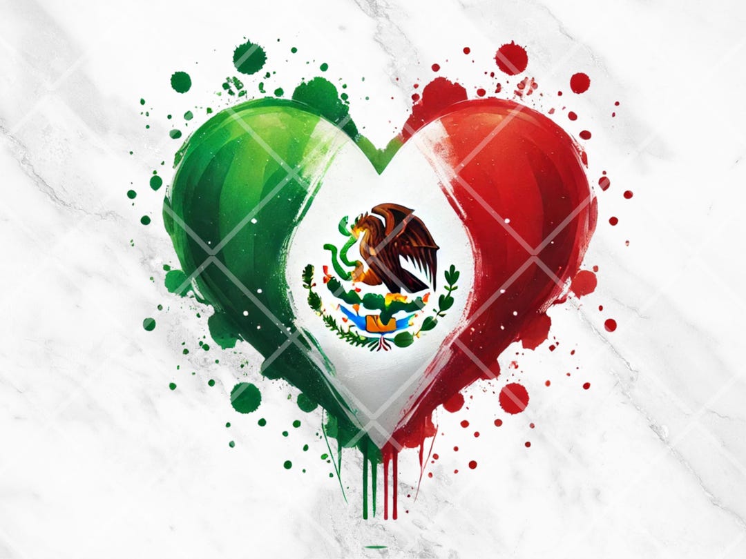 Mexican Flag Heart PNG | Watercolor Mexico Pride Clipart | Transparent ...