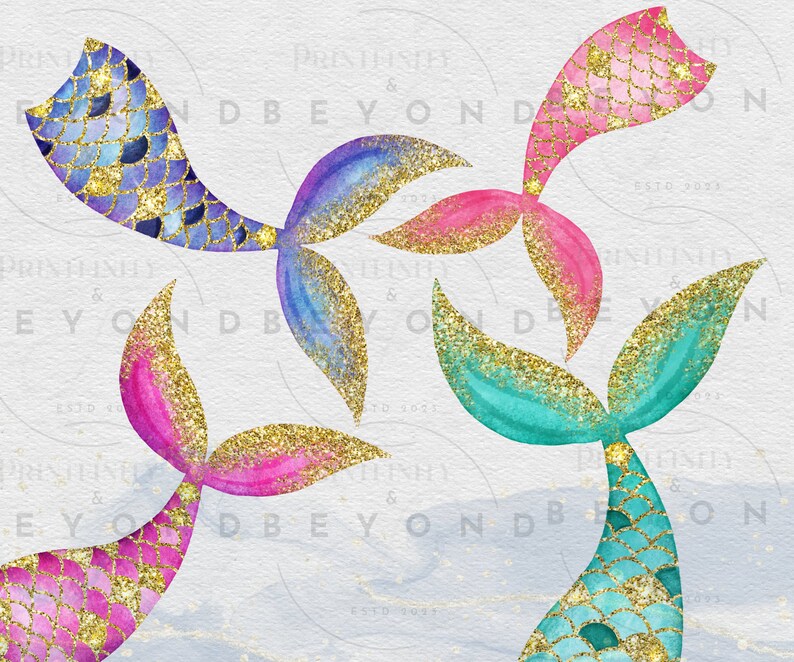 Watercolor Mermaid Tail Svg Mermaid Png Birthday Invitation Etsy