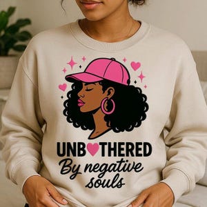Ungestört PNG, schwarzes Mädchen Magie Clipart, rosa Hut Afro Frau Sublimationsentwurf, selbstbewusster digitaler Download, Selbstliebe-Zitat