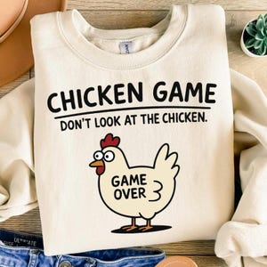Huhn Spiel PNG Bundle, Lustig Schau nicht auf das Huhn Meme Clipart, Game Over Huhn Design, Weißer und Schwarzer Text PNGs