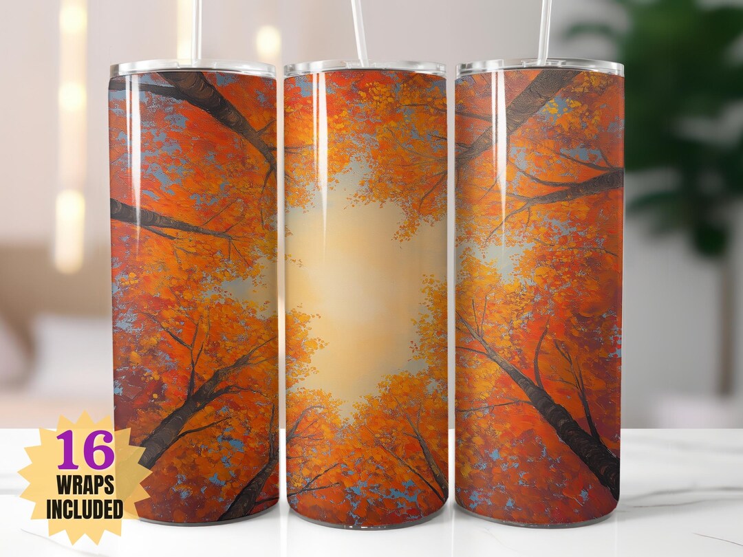 Autumn Forest Canopy Tumbler Wrap PNG | Fall Foliage Sublimation Wrap ...