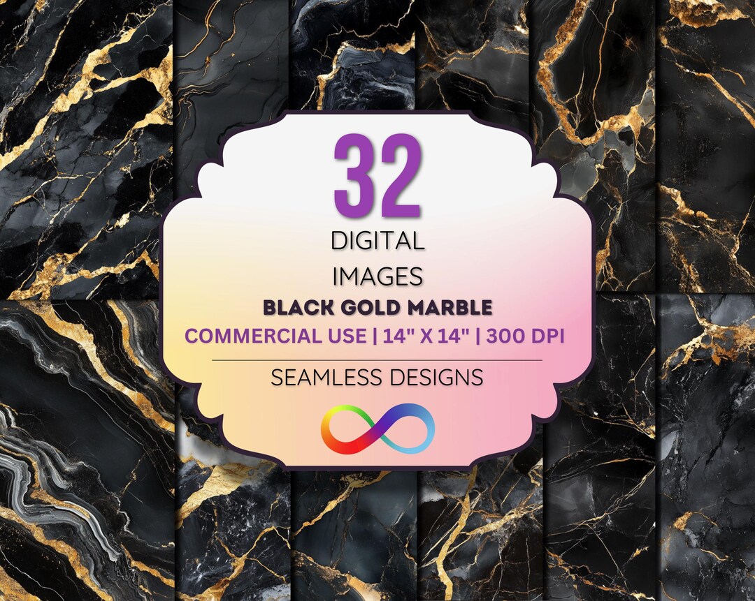 Black Gold Marble Digital Paper - Seamless Luxury Texture Backgrounds ...