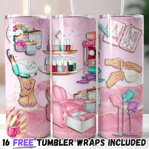 Emballage de luxe pour salon de manucure | Journée au spa et sublimation de manucure PNG | Modèles droits et coniques de 20 oz | Téléchargement instantané