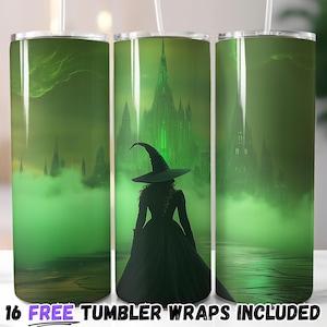 Tumbler Wrap Boze Heks & Emerald Castle | Dark Fantasy-sublimatie, png-bestand | Rechte en taps toelopende ontwerpen van 20 oz | Direct downloaden