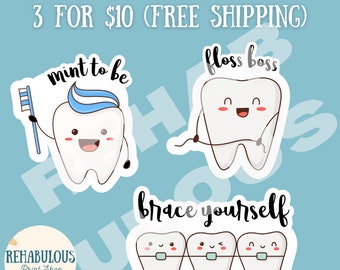 Dental Stickers,Dental Hygiene Stickers,Tooth Stickers,Dental Hygiene Gift,Dental Hygienist Stickers,Dental Assistant Sticker,Dental Gifts
