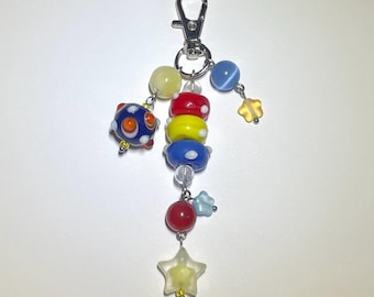 Nostalgic Handmade Primary Colors Bag Charm / Keychain