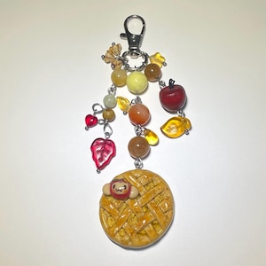 Apple Monkey & Apple Pie Handmade Polymer Clay Bag Charm / Keychain