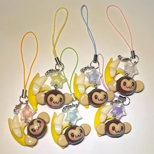 Blushing Monkey & Banana Handmade Phone Charm / Bag Charm / Keychain