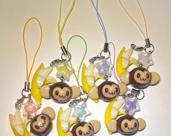 Blushing Monkey & Banana Handmade Phone Charm / Bag Charm / Keychain