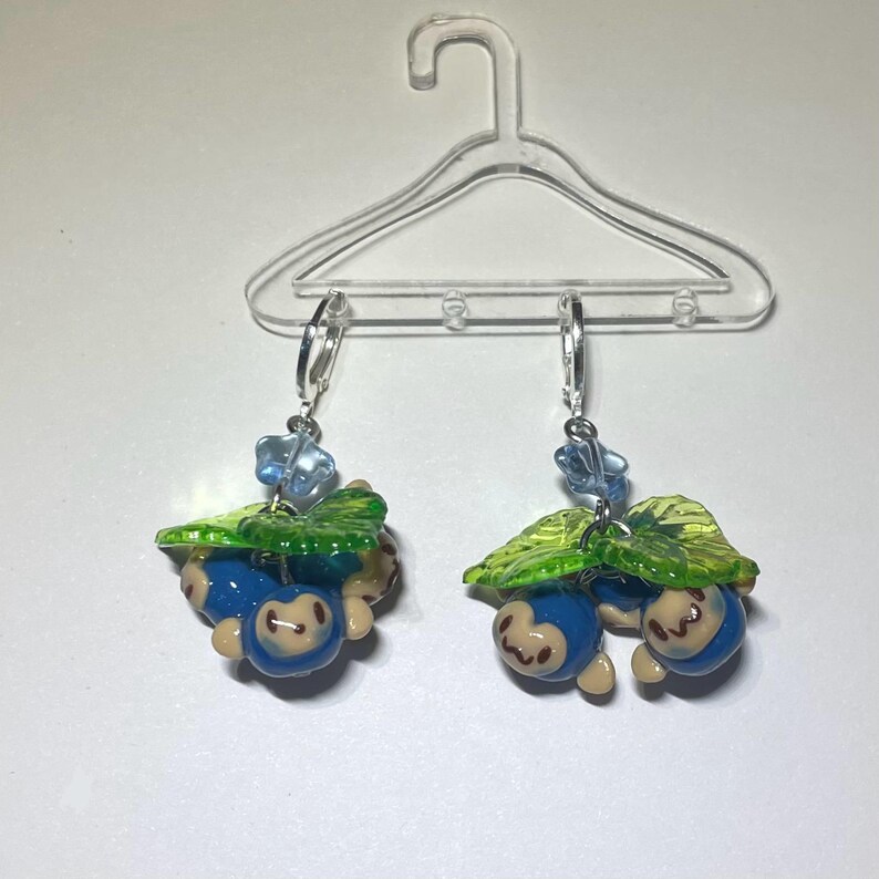 Blueberry Monkey Earrings Hypoallergenic Sterling Silver Plated Brass