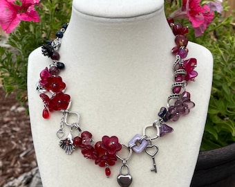 Maria Choker Necklace: Handmade Glass, Pearl & Gemstone Beaded Necklace