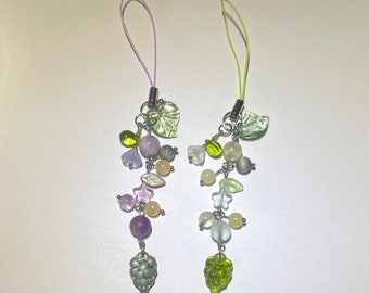 Glass & Gemstone Grape Phone Charm / Bag Charm / Keychain