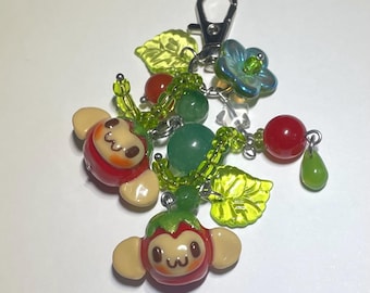 Monkey Tomato Vine Handmade Polymer Clay Bag Charm / Keychain