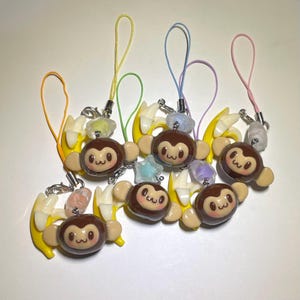 Blushing Monkey & Banana Handmade Phone Charm / Bag Charm / Keychain