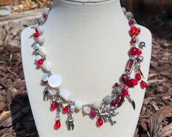 Grace Necklace: Handmade Glass, Gemstone and Pearl Beaded Necklace
