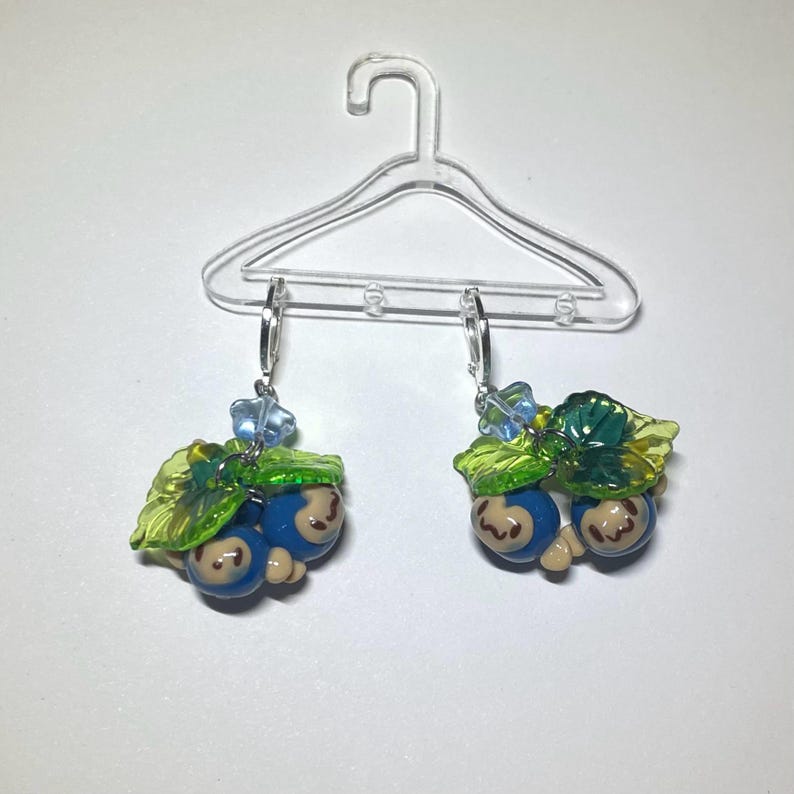 Blueberry Monkey Earrings Hypoallergenic Sterling Silver Plated Brass