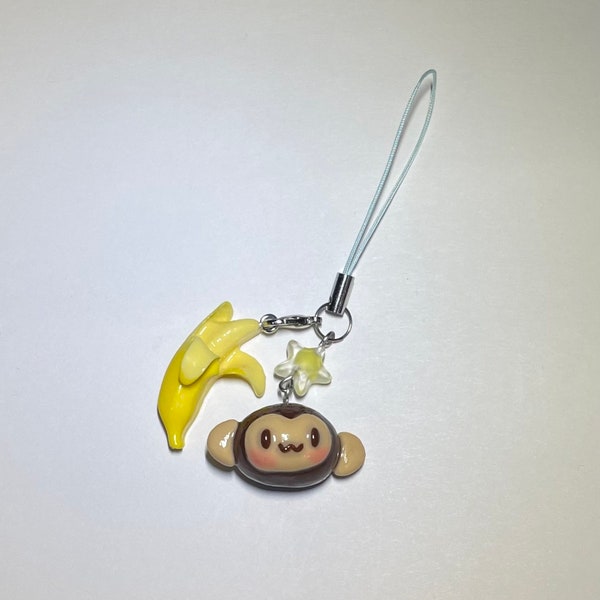 Blushing Monkey & Banana Handmade Phone Charm / Bag Charm / Keychain