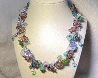Mermaid Necklace - Handmade Beaded Necklace, Gemstone, & Czech Glass Beads, Stainless Steel Hardware