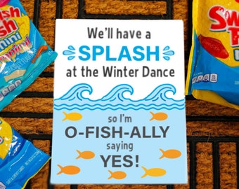 Afdrukbare poster voor beloofd antwoord "We'll have a Splash at the Winter Dance, dus ik zeg ja." DIRECT DOWNLOAD ideeën voor promoties