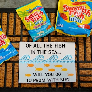 Prom Promposal Idea Poster &quot;Of all the fish in the sea, will you go to prom with me?&quot; INSTANT DOWNLOAD printable proposal goldfish dance
