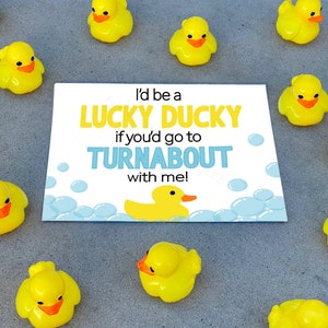 Turnabout Promposal Ask Idea Printable &quot;I&#39;d be a lucky ducky if you&#39;d go to Turnabout with me&quot; INSTANT DOWNLOAD duck proposal poster idea